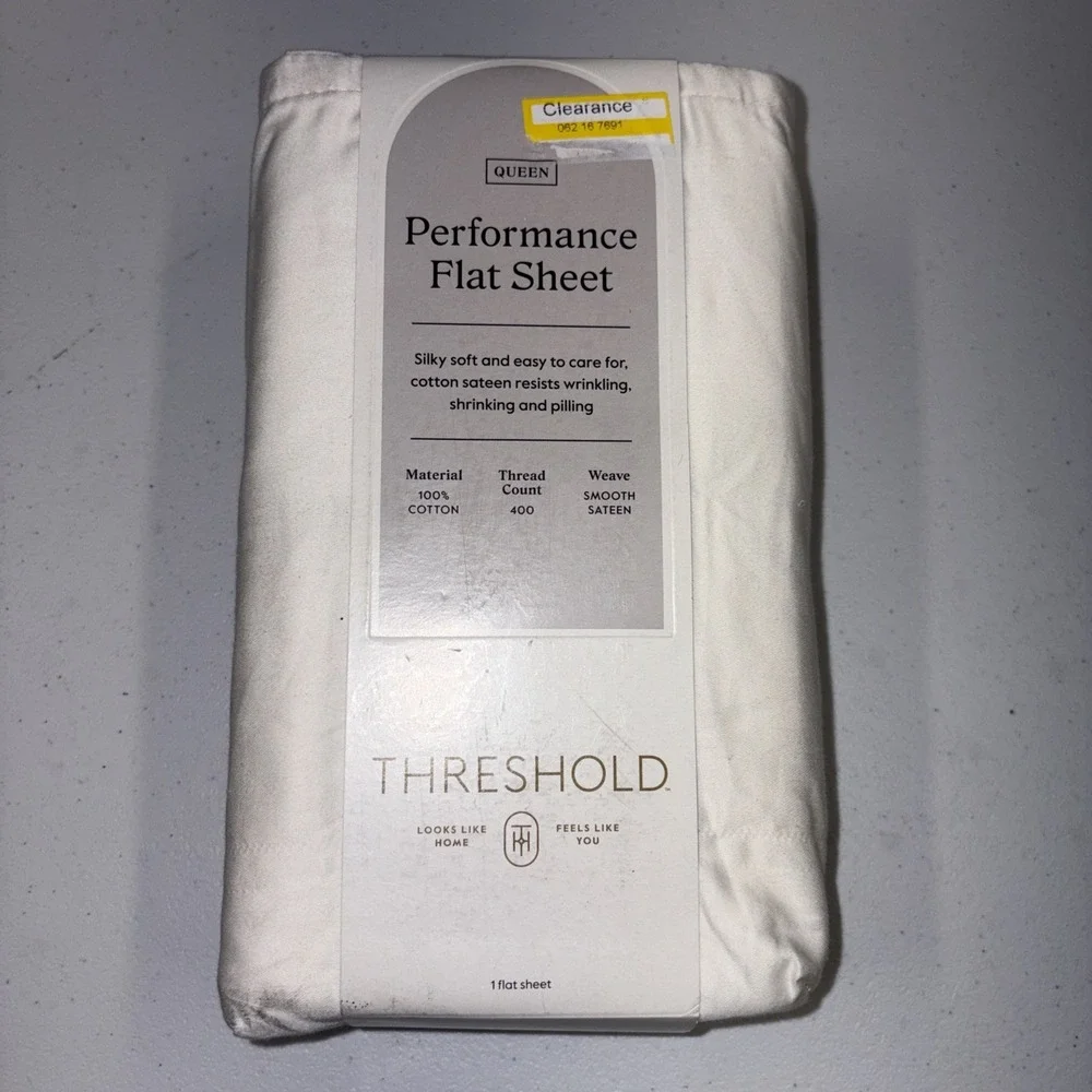 Threshold 400 Thread Count Performance Flat Sheet Sour Cream Queen*